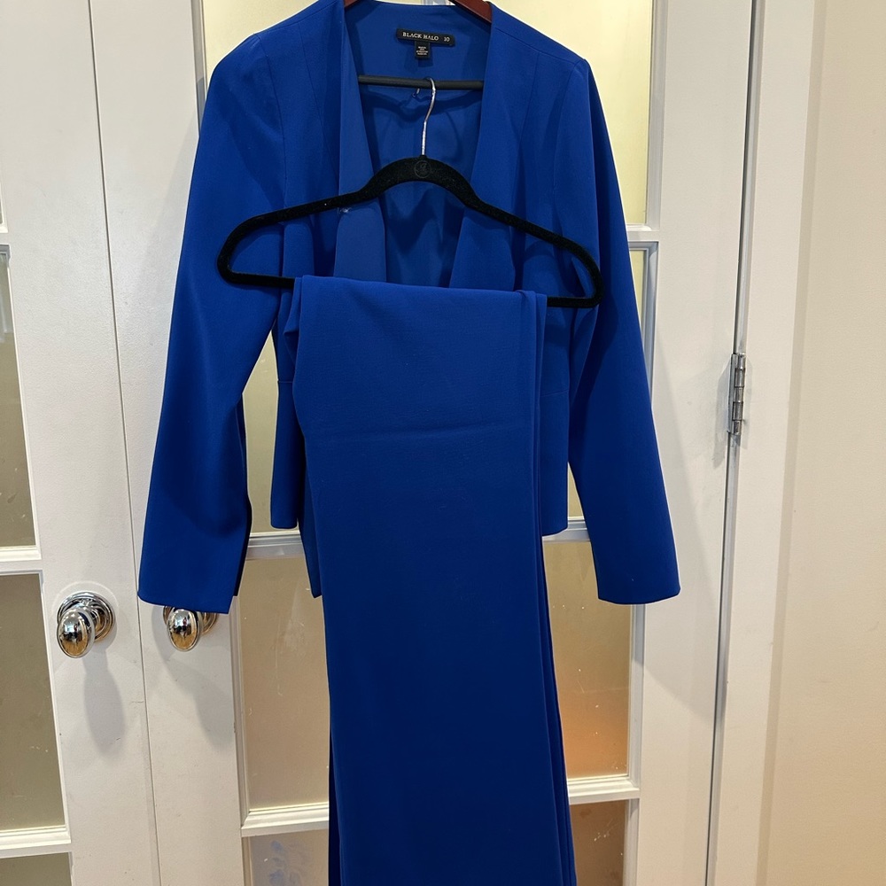 Black Halo blue pantsuit